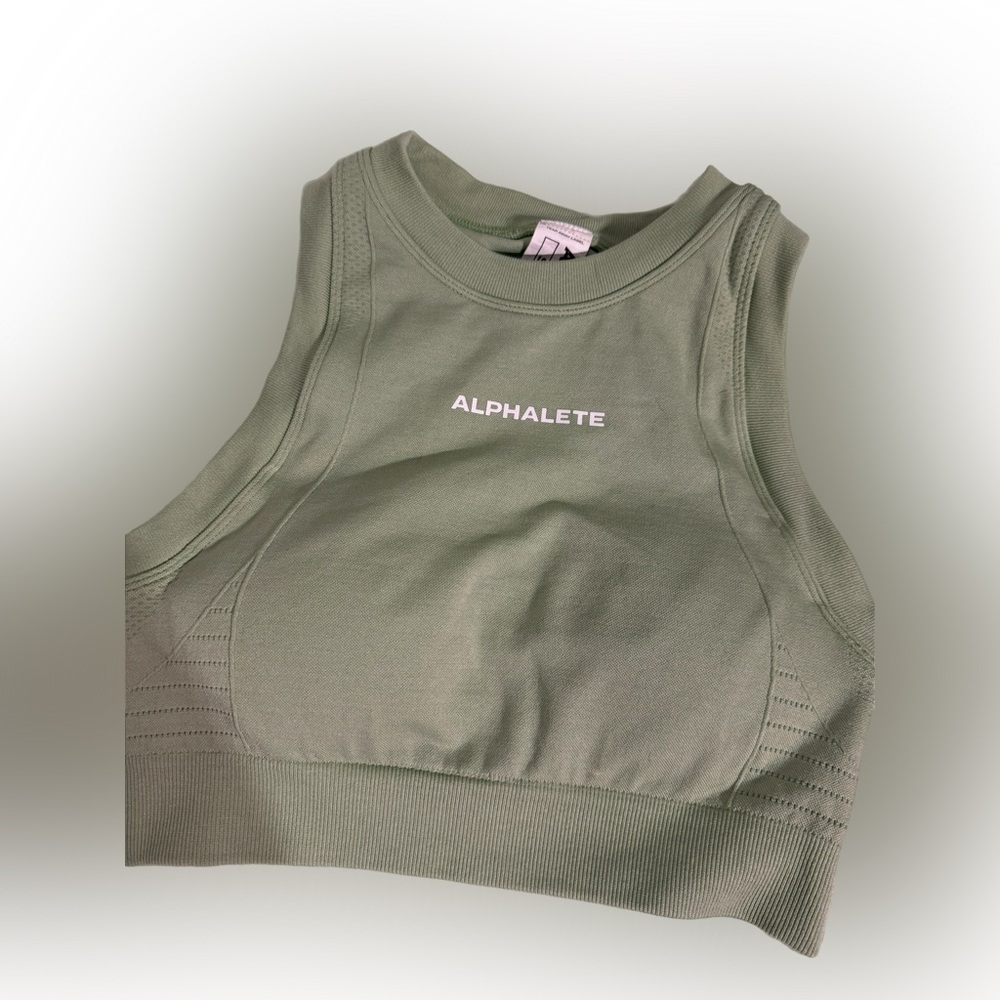 Alphalete women’s green high neck sports bra size small